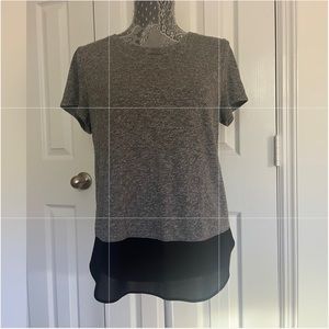 Mixed Medium Grey and Black Tunic T-Shirt